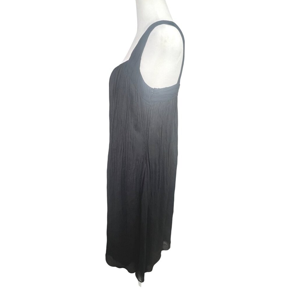Eileen Fisher Black Lightweight Crinkle Chiffon Sleeveless Silk Dress XS - Picture 8 of 14